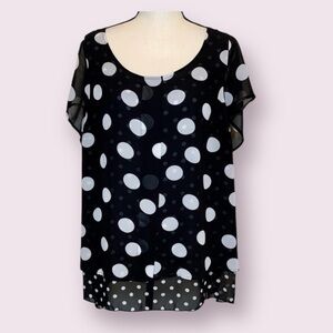 Lane Bryant Black and White Polka Dot Blouse